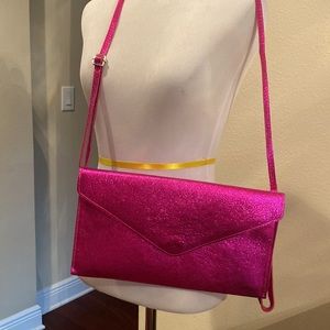 Iridescent, pink clutch purse